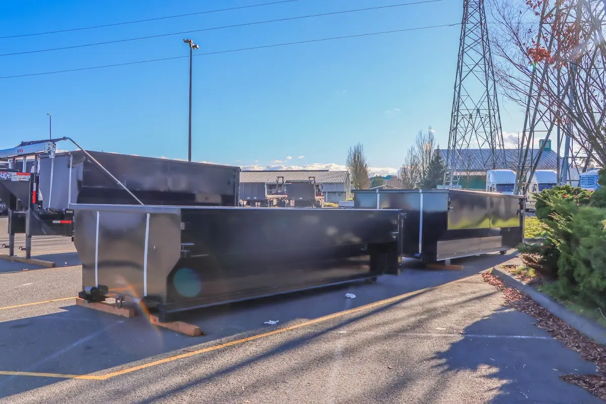 Roll-off dumpster ready for waste disposal at job site for 2 Yard Dumpster Rental in Red Chute